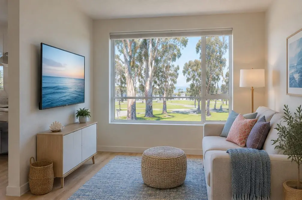 Illustration: a wall-mounted TV in a typical Central Park area home